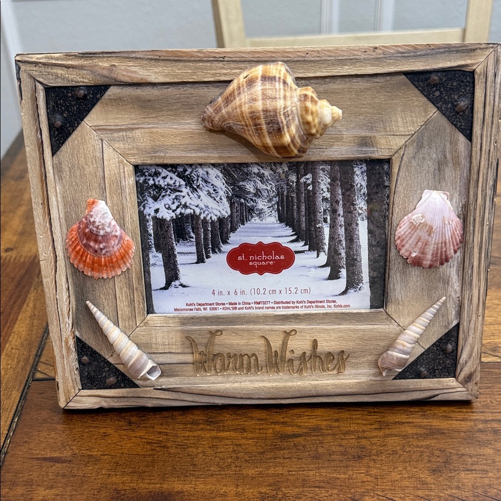 Coastal Seashell Photo Frame - wood